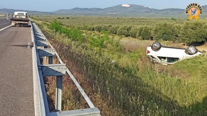 Araç Takla Attı Sürücü Ağır Yaralı