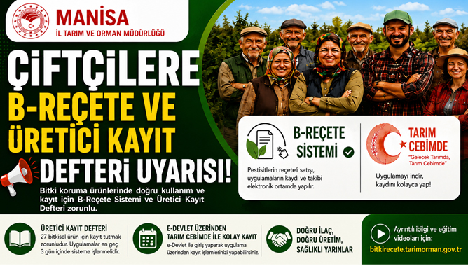 Çiftçilere B-Reçete ve Üretici Kayıt Defteri Uyarısı