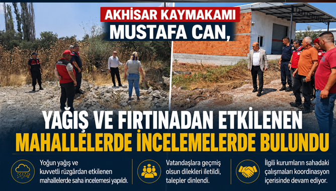 Kaymakam Mustafa Can, Yağış ve Fırtınadan Etkilenen Mahallelerde İncelemelerde Bulundu