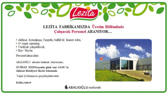 Lezita Fabrikası Personel Arıyor