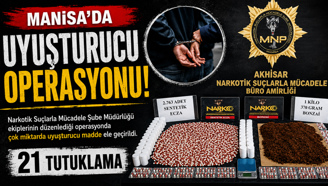 Manisa'da Uyuşturucu Operasyonu: 21 Tutuklama