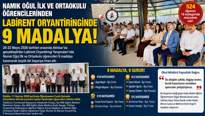 Namık Oğul İlk ve Ortaokulu Öğrencilerinden Labirent Oryantiringinde 9 Madalya