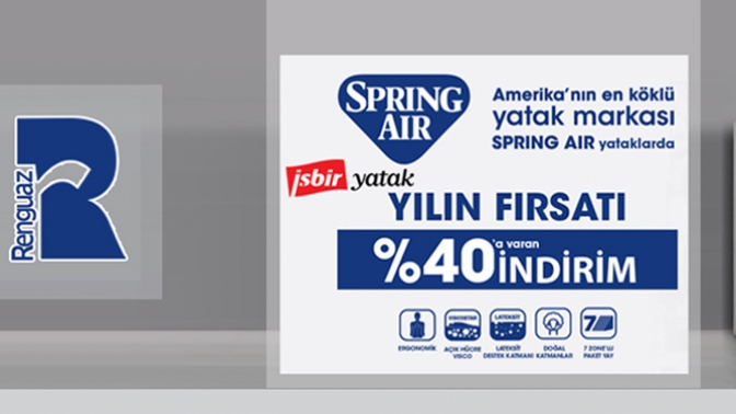 Renguaz Mobilya Yılın Fırsatı Sprin Air Yataklarda % 40 Varan indirim