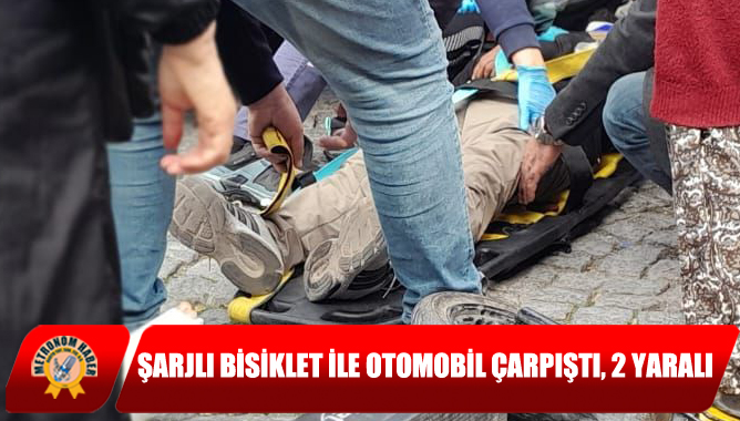 Şarjlı Bisiklet İle Otomobil Çarpıştı, 2 Yaralı