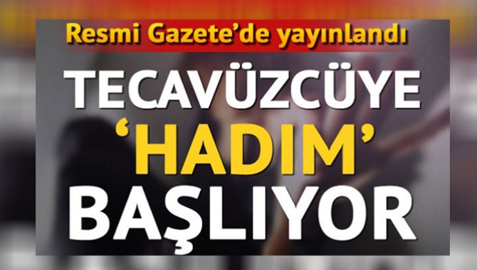 Tecavüzcüye 'kimyasal hadım' Resmi Gazete'de yayınlandı