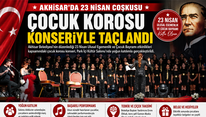 Akhisar’da 23 Nisan Coşkusu Çocuk Korosu Konseriyle Taçlandı