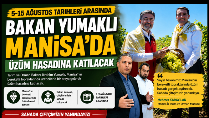 Bakan Yumaklı Manisa'da Üzüm Hasadına Katılacak