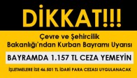 Çevre ve Şehircilik Bakanlığı’ndan Kurban Bayramı Uyarısı