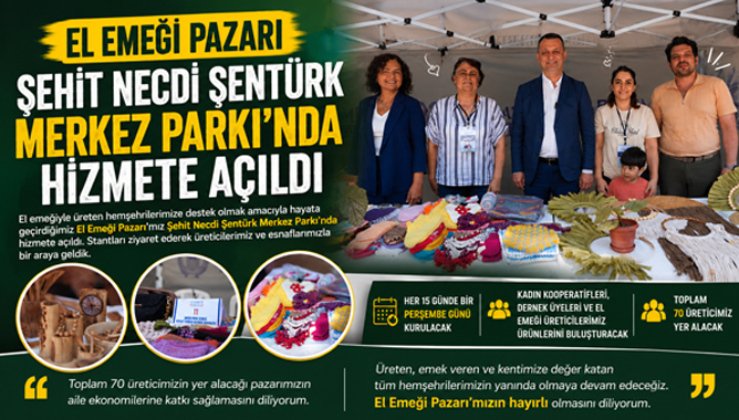 El Emeği Pazarı Şehit Necdi Şentürk Merkez Parkı'nda Hizmete Açıldı