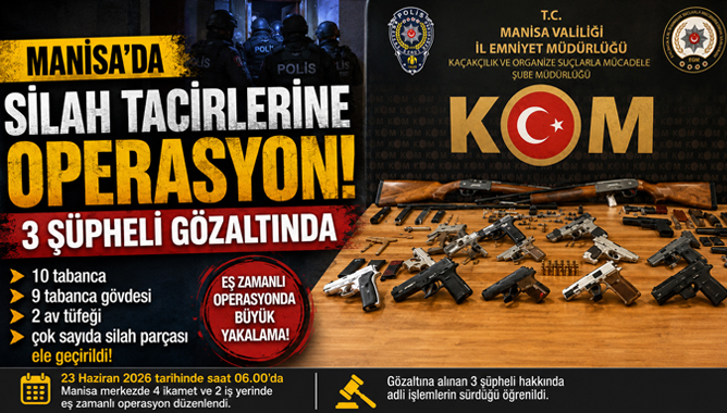 Manisa’da Silah Tacirlerine Operasyon: 3 Şüpheli Gözaltında