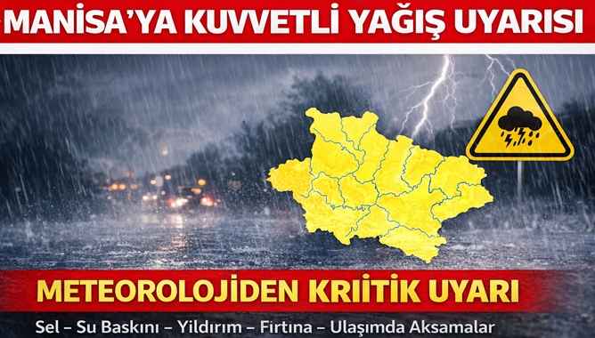 Manisa İçin Kuvvetli Yağış Uyarısı