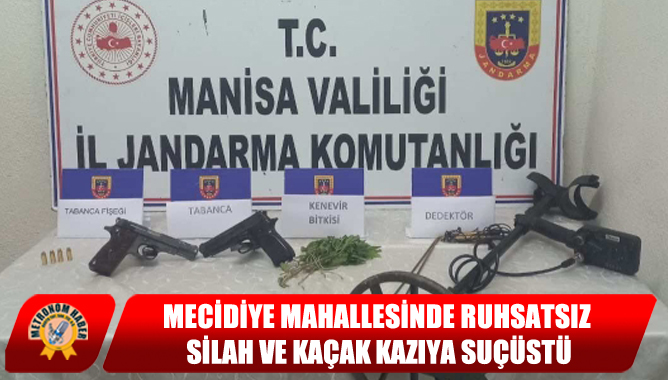 Mecidiye Mahallesinde Ruhsatsız Silah Ve Kaçak Kazıya Suçüstü
