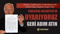 Oda Başkanı Üren; Kırkağaç Belediyesi’ni Uyarıyoruz Geri Adım Atın
