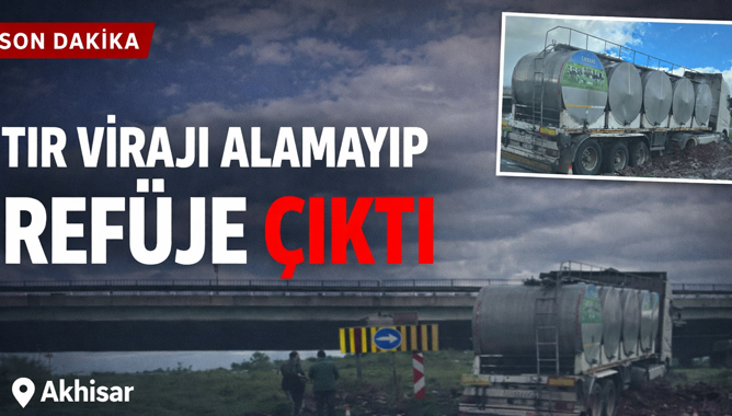 Tır Virajı Alamayıp Refüje Çıktı