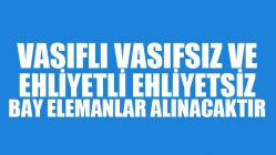 Vasıflı Vasıfsız ve Ehliyetli Ehliyesiz Bay Elemanlar Alınacaktır