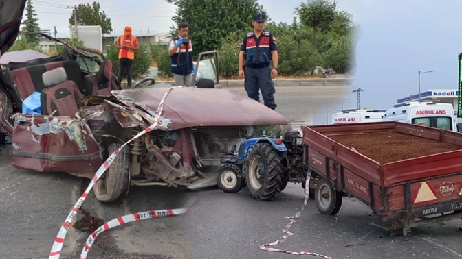 Üzüm yüklü traktörle otomobil çarpıştı! 1 ölü, 3 yaralı