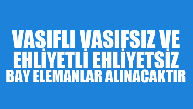 Vasıflı Vasıfsız ve Ehliyetli Ehliyesiz Bay Elemanlar Alınacaktır