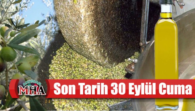 Zeytinyağı Priminde Fatura Son Teslim Tarihi 30 Eylül Cuma