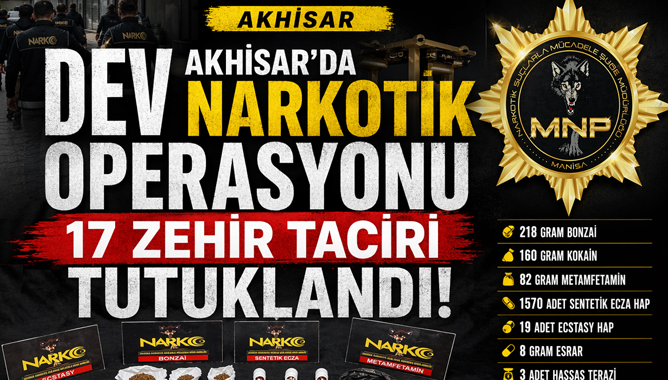 Akhisar’da Narkotik Operasyonu: 17 Şüpheli Tutuklandı