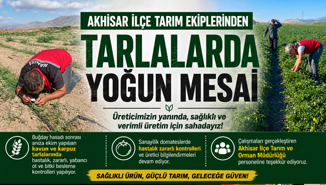 Akhisar İlçe Tarım Ekiplerinden Tarlalarda Yoğun Mesai